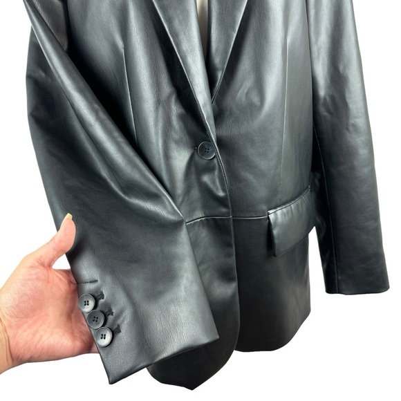 Zara Faux Leather Oversized Blazer Jacket Black Bloggers Favorite Career Small - Picture 5 of 16